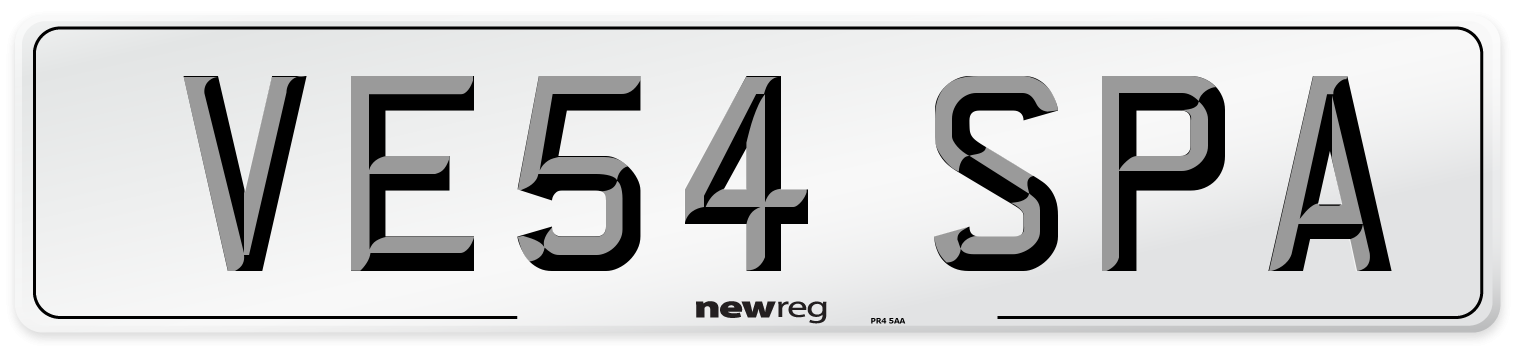 VE54 SPA Number Plate from New Reg